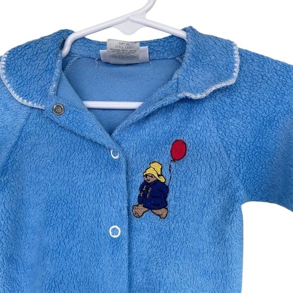 Vintage Paddington Bear Newborn Blue Footed Sleeper Pajamas Retro Kidcore Y2K - Picture 9 of 11